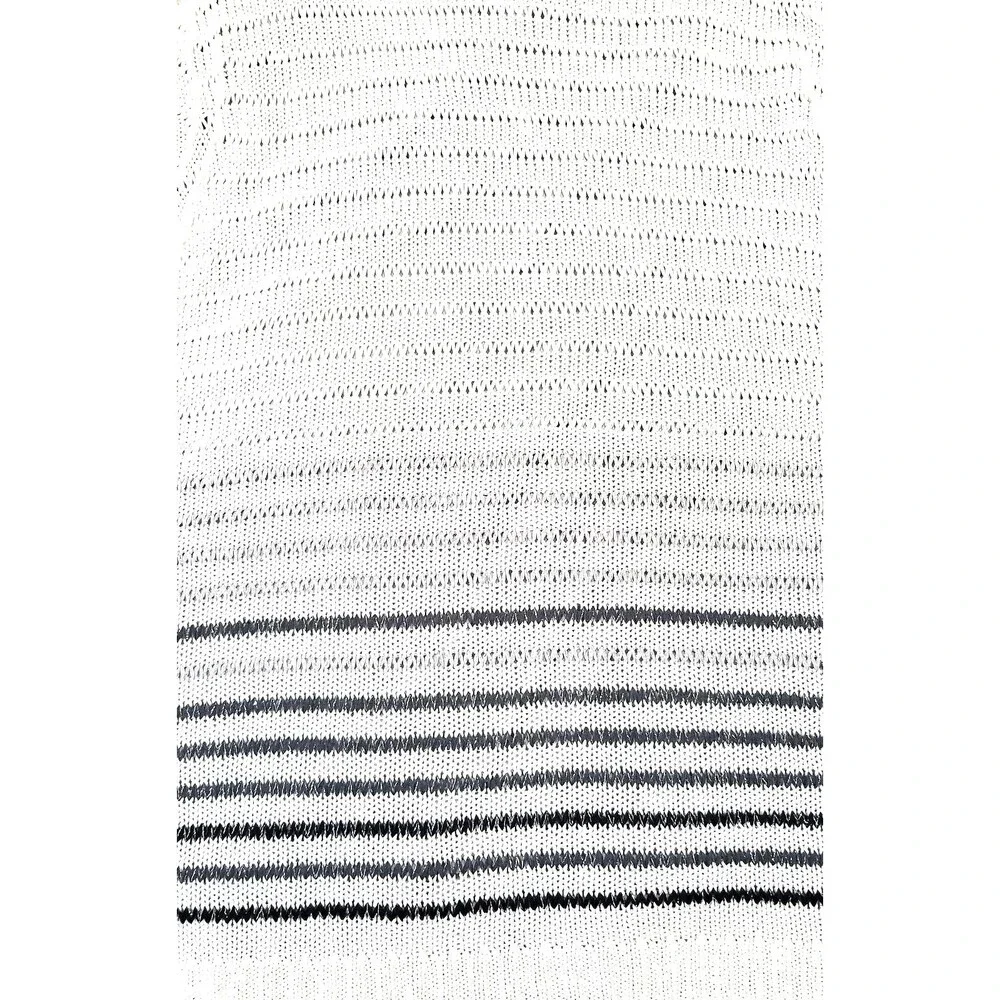 SKOVHUUS White Striped Cardigan Sweater Sz XL Gray Black Silver Stripes Italy - Picture 3 of 9